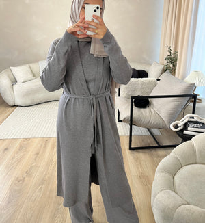 Darya Co Ord - Grey Long Cardigan