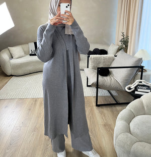 Darya Co Ord - Grey Long Cardigan