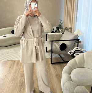 Darya Co Ord - Beige Short Cardigan