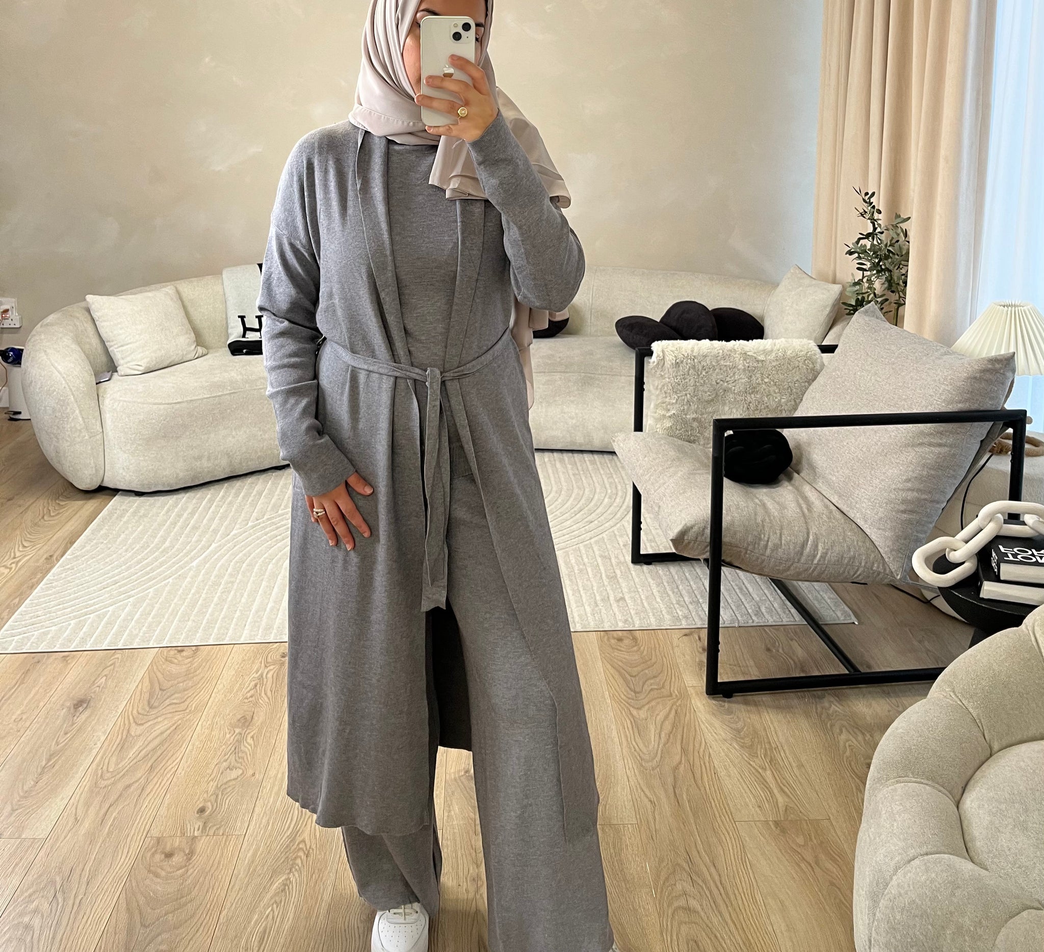 Darya Co Ord - Grey Long Cardigan