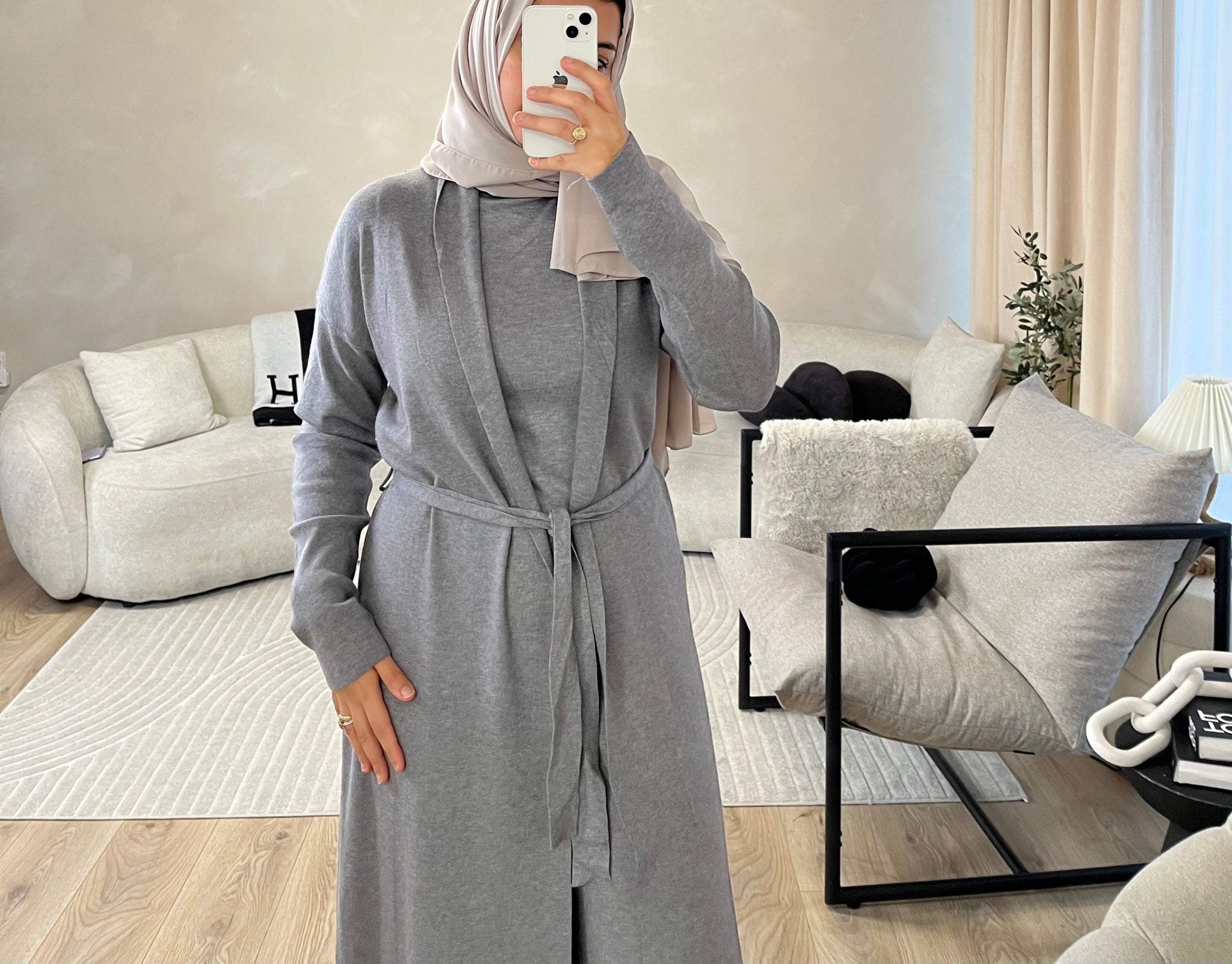 Darya Co Ord - Grey Long Cardigan