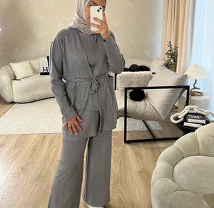 Darya Co Ord - Grey Short Cardigan